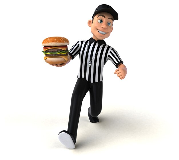 Funny 3D Illustration of an american Referee