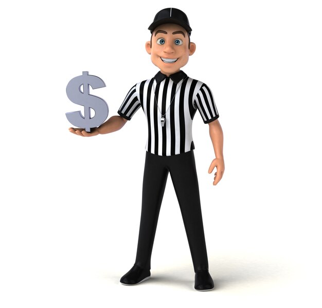 Funny 3D Illustration of an american Referee