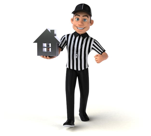 Funny 3D Illustration of an american Referee