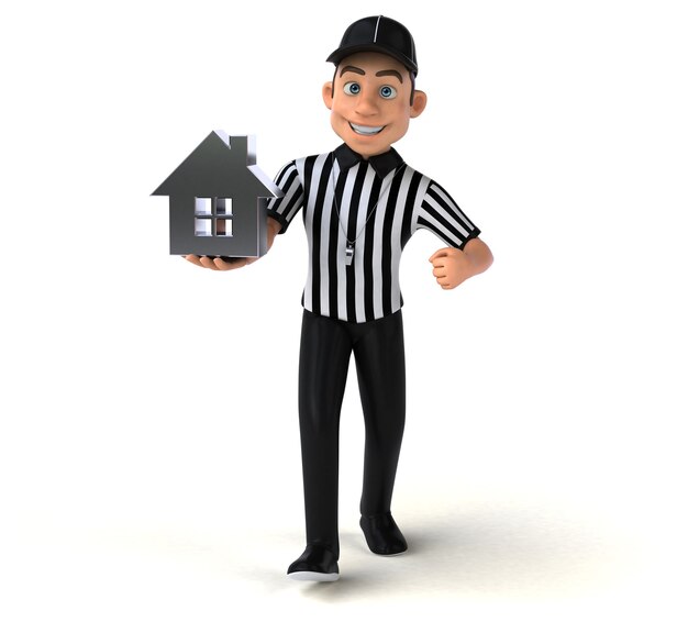 Funny 3D Illustration of an american Referee