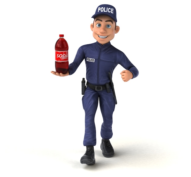 Funny 3D illustration of a cartoon Police Officer