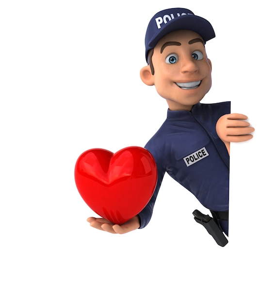 Funny 3D illustration of a cartoon Police Officer