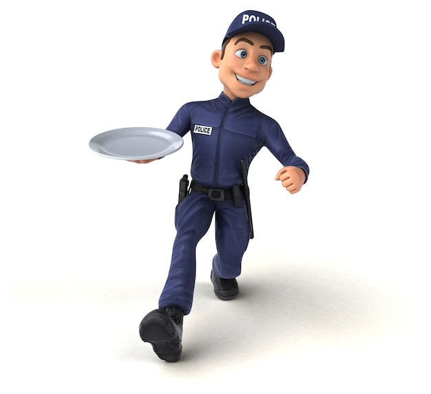 Funny 3D illustration of a cartoon Police Officer