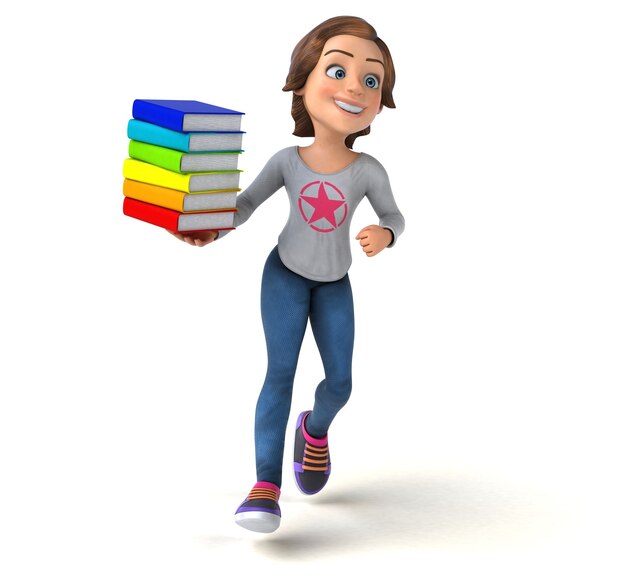 Funny 3D illustration of a cartoon teenage girl