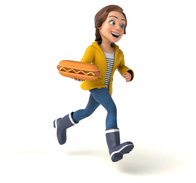 Funny 3D illustration of a cartoon teenage girl