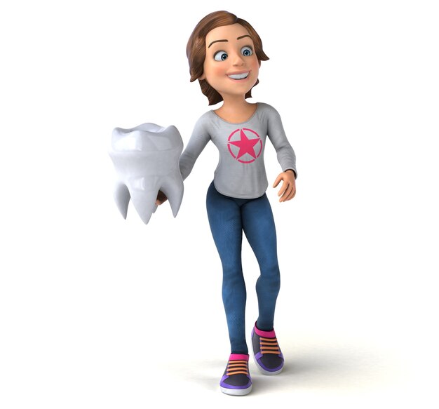 Funny 3D illustration of a cartoon teenage girl