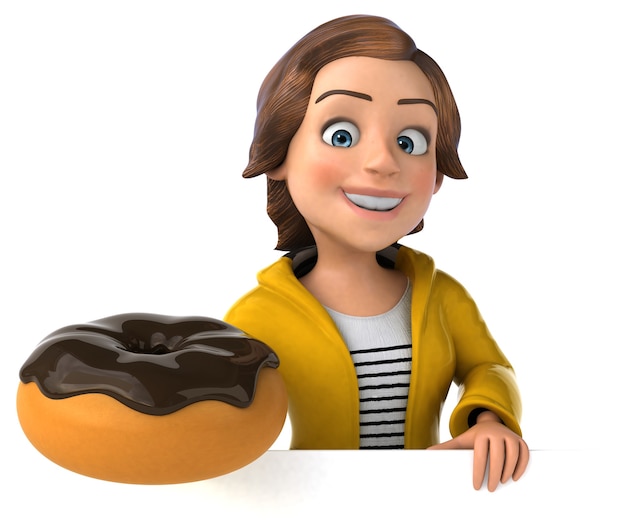 Funny 3d illustration of a cartoon teenage girl