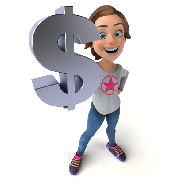 Funny 3D illustration of a cartoon teenage girl