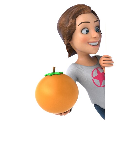 Funny 3D illustration of a cartoon teenage girl