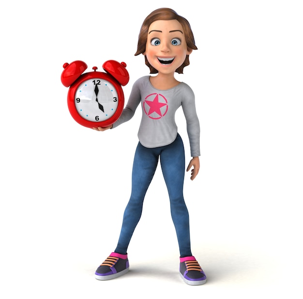 Funny 3D illustration of a cartoon teenage girl