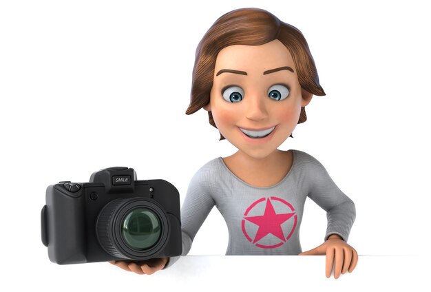 Funny 3D illustration of a cartoon teenage girl