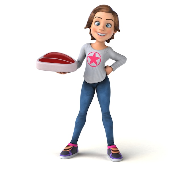 Funny 3D illustration of a cartoon teenage girl