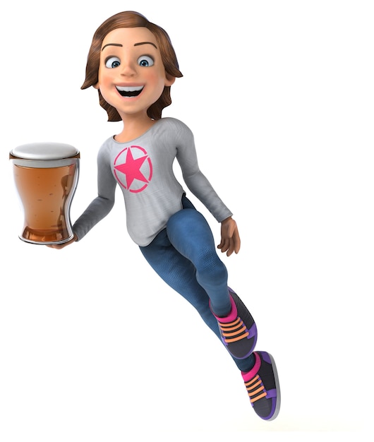 Funny 3D illustration of a cartoon teenage girl