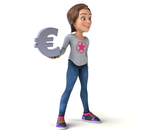 Funny 3D illustration of a cartoon teenage girl