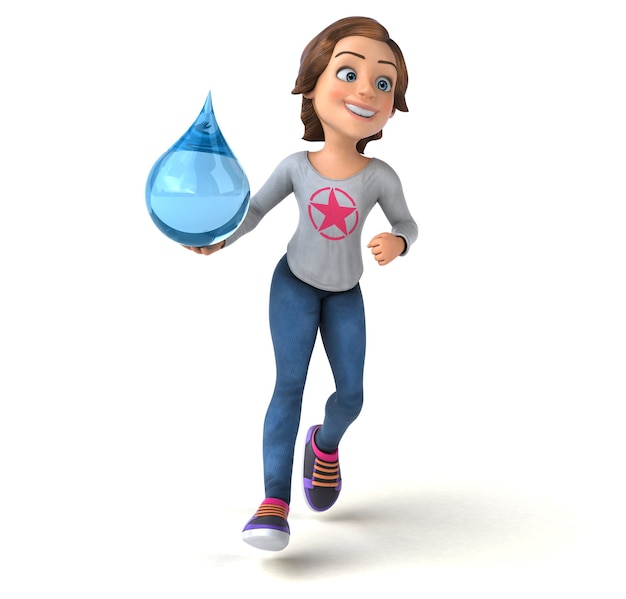 Funny 3D illustration of a cartoon teenage girl