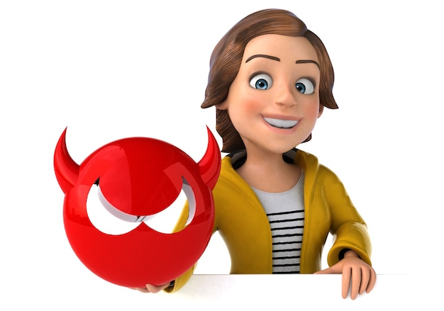 Funny 3D illustration of a cartoon teenage girl