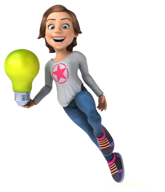 Funny 3D illustration of a cartoon teenage girl