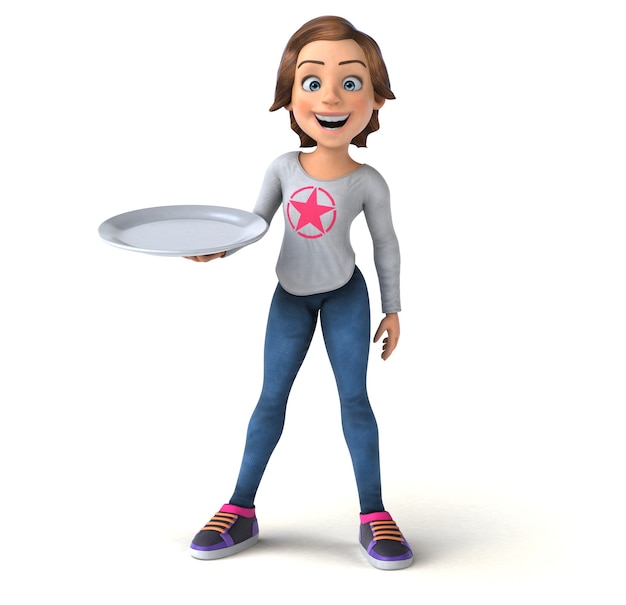 Funny 3D illustration of a cartoon teenage girl
