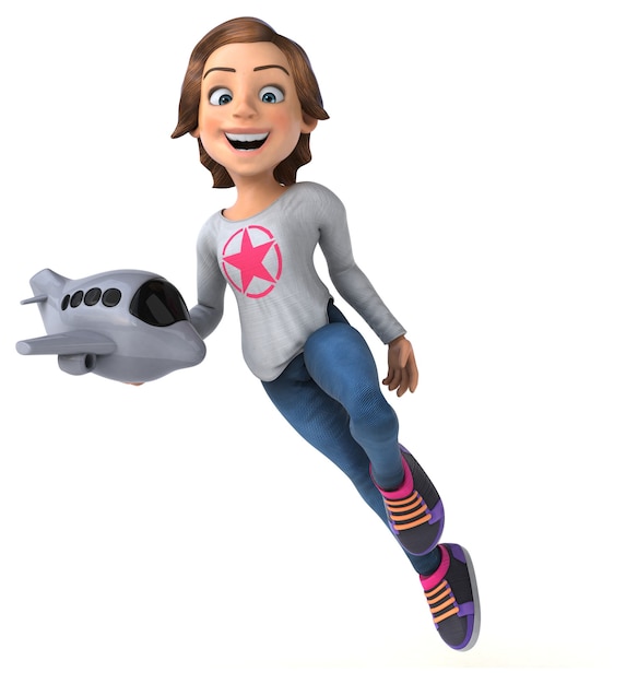 Funny 3D illustration of a cartoon teenage girl