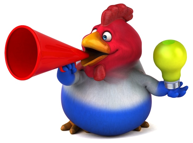 Funny chicken 3D illustration