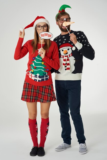 Funny couple in Christmas time