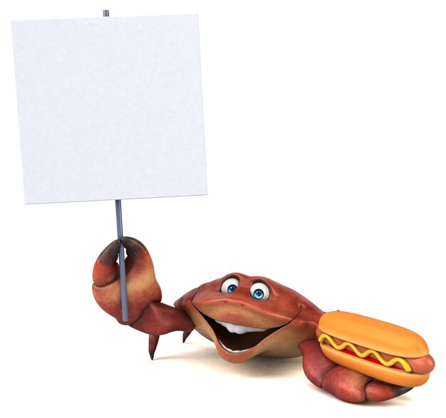 Funny crab 3D illustration