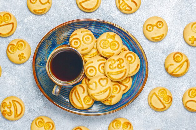 Funny different emotion cookies ,smiling and sad cookies