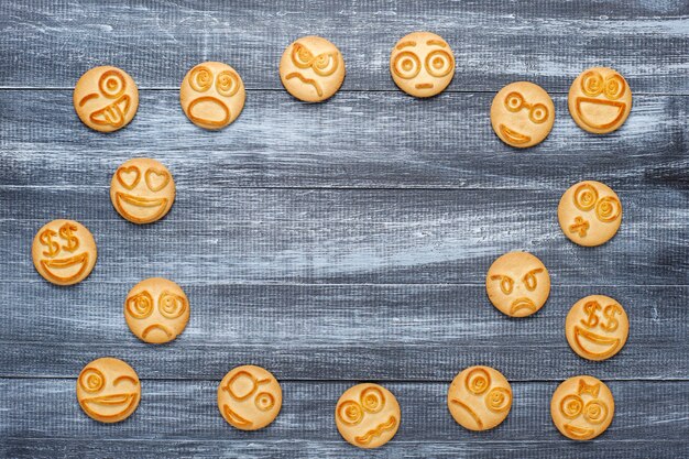 Funny different emotion cookies ,smiling and sad cookies