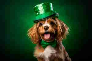 Free photo funny dog wearing saint patrick hat