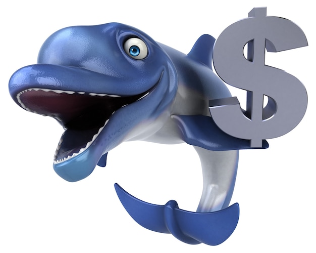 Funny dolphin 3D illustration