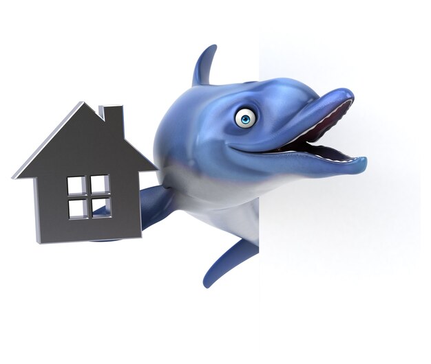 Funny dolphin 3D illustration