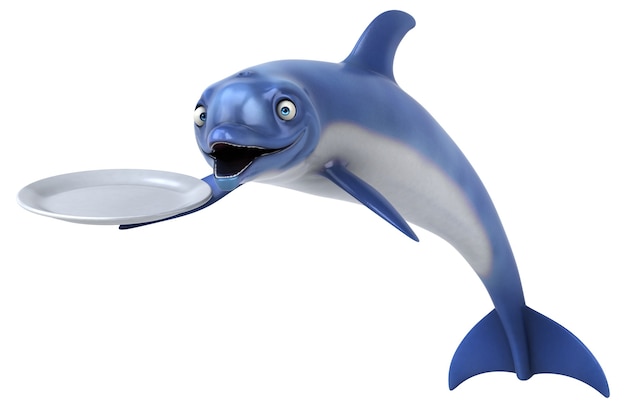 Funny dolphin 3D illustration