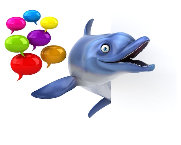 Funny dolphin 3D illustration