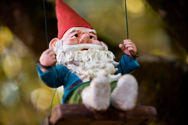 Funny garden gnome outdoors