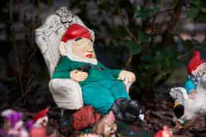 Free photo funny garden gnome outdoors