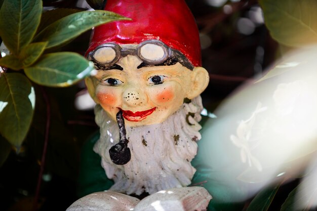 Funny garden gnome outside