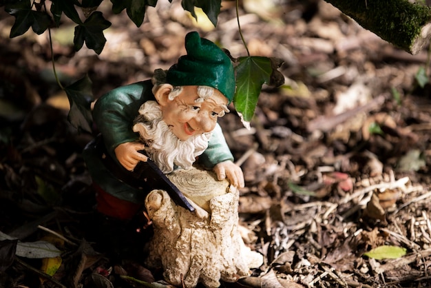 Free photo funny garden gnome outside