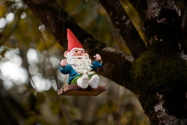 Funny garden gnome with copy space