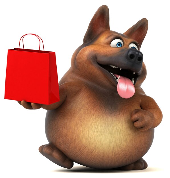 Funny german shepherd dog 3D illustration