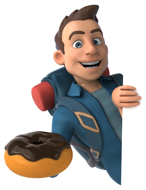 funny illustration of a 3d cartoon backpacker