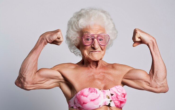 Free Photo funny image with senior  woman