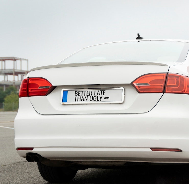 Free Photo funny license plate on vehicle