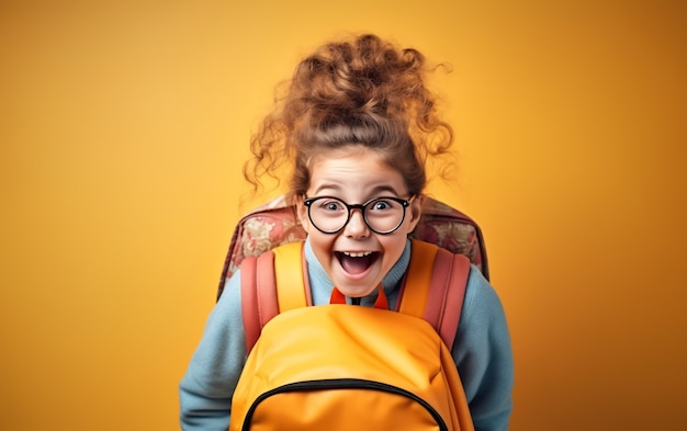 Free photo funny little kid with backpack