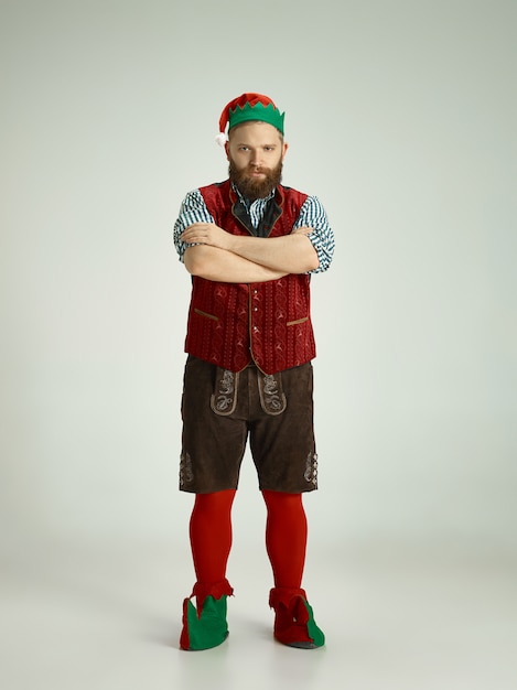 funny man in elf costume