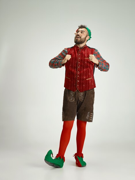 funny man in elf costume