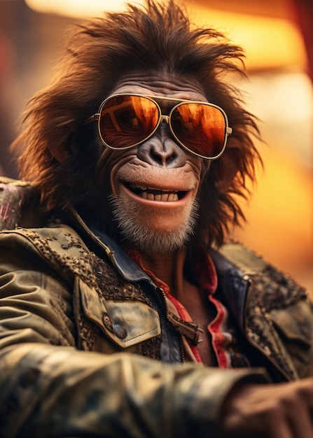 Free photo funny monkey wearing sunglasses