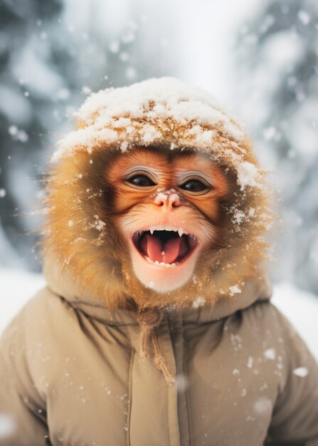 재미있는 원숭이 겨울 시간