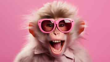 Free photo funny monkey with glasses in studio