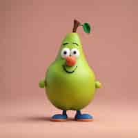 Free photo funny pear character standing with arms akimbo 3d illustration