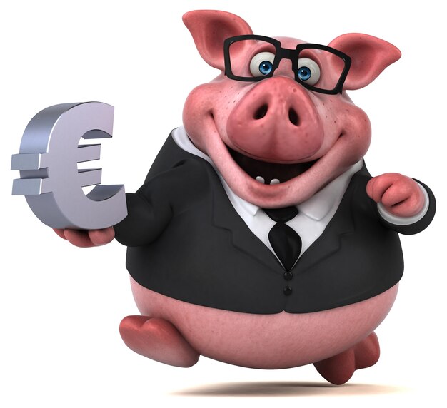 Funny pig 3D illustration